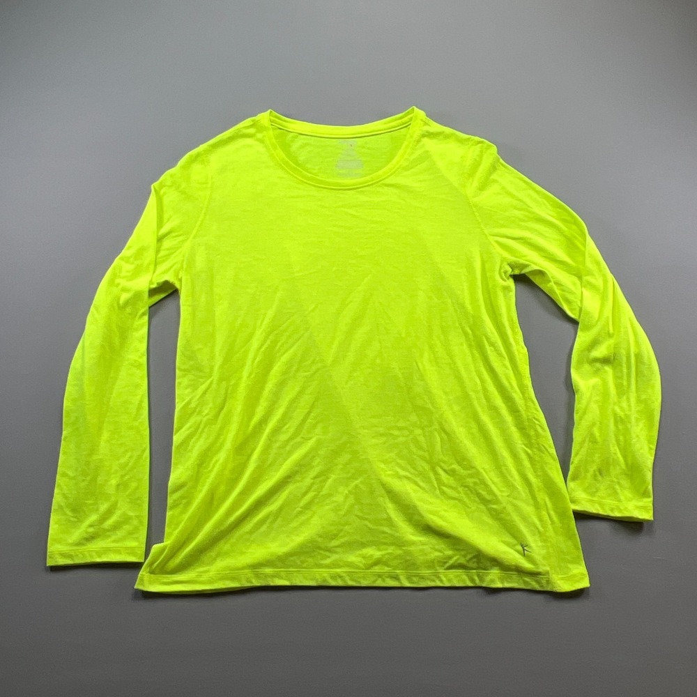 Danskin Now T Shirt Womens XL Lime Green Cotton Semi Fitted Athletic Performance